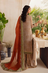 3-PC Unstitched Embroidered Shirt & Formal Chiffon Dupatta DJ4-02